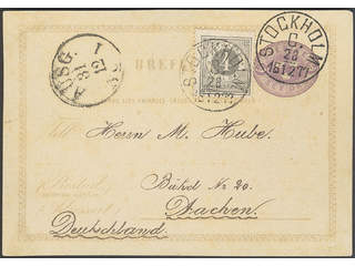 Sweden. Facit 18a, bKe2BI on cover, 4 öre on postcard 6 öre sent from STOCKHOLM C …