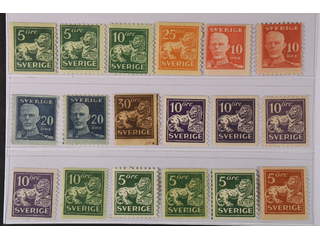 Sweden. ★★ 1920–36. Small coil stamps. All different, e.g. F 140A+C, 144C, 147, 149A+C, …