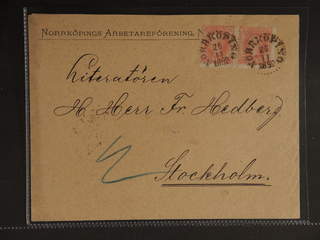Sweden. Facit 45 cover , 2x10 öre (pair) on 2-fold cover sent from NORRKÖPING 26.11.1890 …