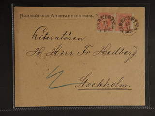 Sweden. Facit 45 cover , 2x10 öre (pair) on 2-fold cover sent from NORRKÖPING 26.11.1890 …
