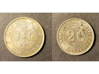 China Kwangtung 20 cents 1922, AU/UNC