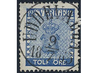 Sweden, Sverige, Sverige, Sverige. Facit 9c2 used, 12 öre blue. Superb cancellation …