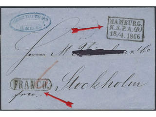 Sweden. Foreign-related cover. Germany. Incoming cover sent from HAMBURG KSPAD(D) …