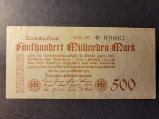 Germany 500 million mark 26.10.1923, AU