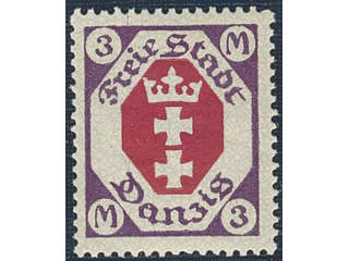 Germany Danzig. Michel 86 ★★ , 1921 Coat-of-arms 3 M brown-violet/carmine-red. EUR 55