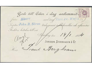 Sweden. Facit 31j cover , 6 öre bluish lilac on calendered paper on inland printed …