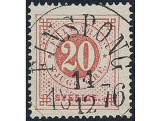 Sweden, Sverige, Sverige, Sverige. Facit 22c used, 20 öre red-light red. EXCELLENT …