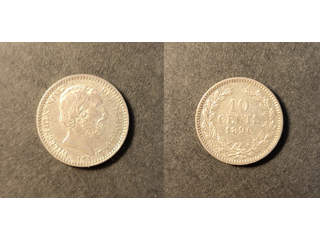 Nederländerna Willem II (1840-1890) 10 cents 1890, AU/UNC