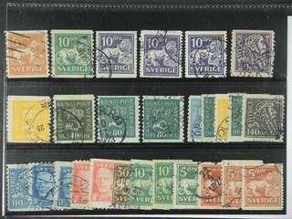 Sweden. Used 1920-36. Small coilstamps, All different, e.g. F 141bz, 144Acc, 145E+Ecx, …