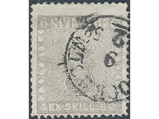 Sweden. Facit 3e used , 6 skill brownish grey on medium thick paper. Cancelled STOCKHOLM …