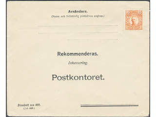 Sweden. Facit 86. Postal document. Blankett n:r 402 (Juli 1909), Recouvrement …