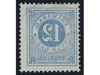 Sweden. Facit 32v3 used , 12 öre blue, set-off variety. Cancelled RÅNNUM 29.6.1880.