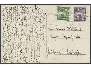 Sweden. Facit 143A, 146A cover , 5+10 öre on picture postcard (Kungsgatan) sent from …
