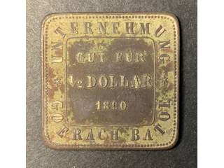 Nederländska Ostindien Goerach Batoe 1/2 dollar 1890, VF korrosion