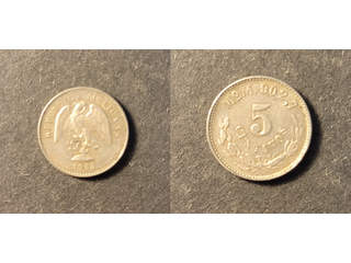 Mexico 5 centavos 1905 MoM, AU/UNC