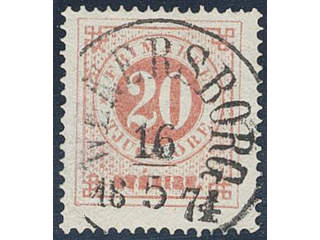 Sweden. Facit 22c used , 20 öre red-light red. EXCELLENT cancellation WENERSBORG …