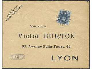 Sweden. Facit 56 on cover, 20 öre on beautiful cover with cancel FRANCO in violet …
