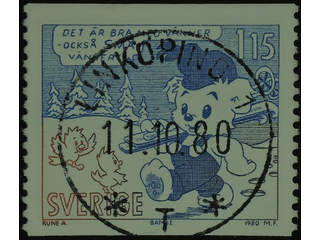 Sweden. Facit 1141 used , 1980 Comics 1.15 Kr blue/brown. EXCELLENT cancellation …