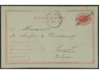 Sweden. Facit bKe4. DENMARK. Danish single line cancellation FRA SVERRIG on postcard 10 …