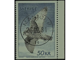 Sweden. Facit 1157 used , 1981 Gyrfalcon 50 Kr brown/blue (1). EXCELLENT cancellation …