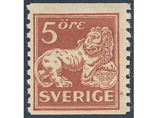 Sweden. Facit 142Acxz ★★ , 5 öre brown-red, type II wmk lines + KPV.