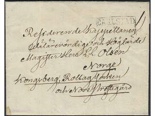 Sweden. Foreign-related cover. Norway. Prepaid letter sent from CARLSTAD 9.11.1852 via …