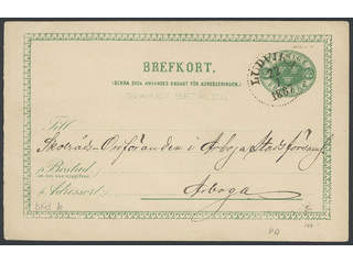 Sweden. Postal stationery, double postcard Facit bKd6 , Originating card 6 öre sent from …