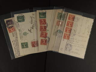 Sweden. Collection covers Oscar II–coil stamps. Ten postcards sent to Germany, all with …