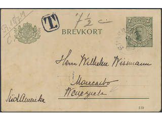 Sweden. Postal stationery, Single postcard, Facit bKe18/119, Postcard 7 öre sent …
