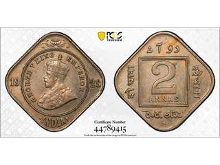 Indien George V (1910-1936) 2 annas 1928, PCGS AU58