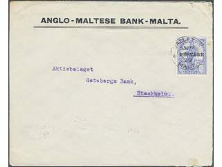 Malta. Michel 106 on cover, Malta 1926 POSTAGE overprint on Malta and Britannica 2½ d …
