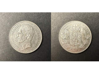 Belgien Leopold I (1831-1865) 5 francs 1850, AU lätt rengjord