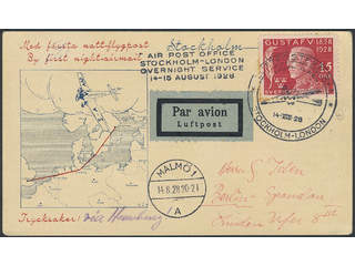 Sweden. Air mail cover Facit 228 , 15 öre on air mail printed matter card sent from …