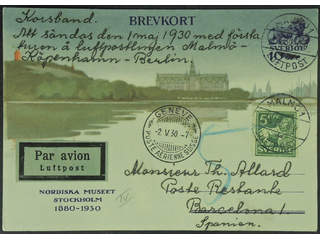 Sweden. Facit 143E, bKe35 cover , 5 öre on postcard sent as air mail printed matter to …
