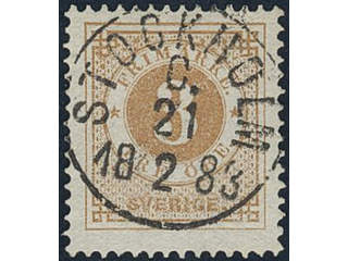 Sweden, Sverige, Sverige, Sverige. Facit 28d used, 3 öre yellow-brown. EXCELLENT …