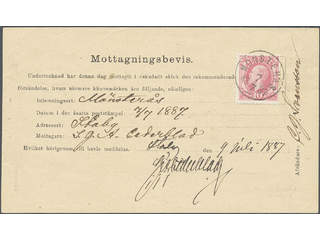 Sweden. Facit 45 on cover, 10 öre on beautiful return receipt (postal form No. 38) …