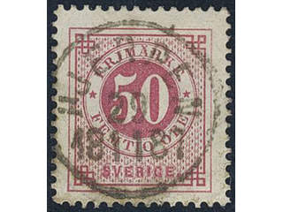 Sweden. Facit 48b used, 50 öre carmine, even print. Superb cancellation HJERPEN …