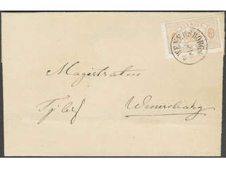 Sweden. Official Facit Tj1 , 3 öre brown, perf 14 on beautiful local cover cancelled …