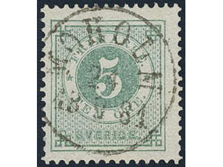 Sweden, Sverige, Sverige, Sverige. Facit 30d used, 5 öre clear green. Superb …