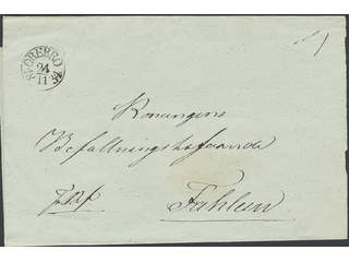 Sweden. T county. ÖREBRO 24.11.1834, arc postmark. Type 4 on beautiful cover sent to …