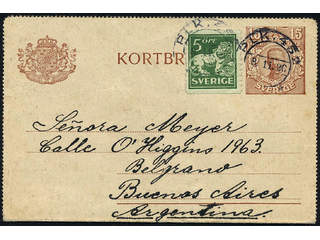 Sweden. Postal stationery, Letter card, Facit kB17, 143A, 15 öre additionally franked …