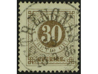 Sweden. Facit 35j used , 30 öre oliveish yellow-brown. EXCELLENT cancellation STRENGNÄS …