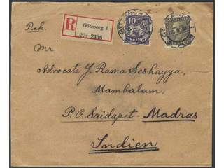 Sweden. Facit 192, 146A on cover, 10+50 öre on registered cover sent from GÖTEBORG …