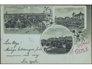 Sweden. Postcard Facit 52 , Gruss Aus. Gefle, "Helsning från", used card sent from GEFLE …