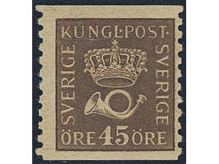 Sweden. Facit 160 ★★, 45 öre brown vertical perf 9¾ type I. SEK 1700