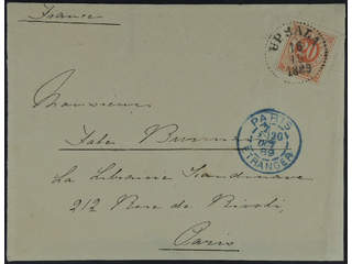 Sweden. Facit 46 cover , 20 öre on beautiful cover sent from UPSALA 16.10.1889 to …