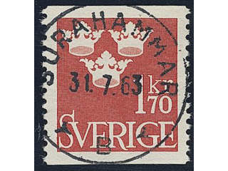 Sweden. Facit 304 used , 1951 Three Crowns 1.70 Kr red. EXCELLENT cancellation …