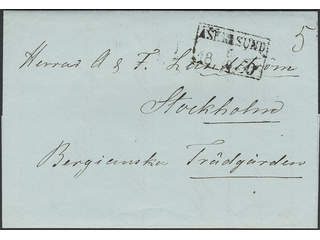 Sweden. T county. ASKERSUND 6.10.1850, rectangular postmark. type 2 on cover sent to …