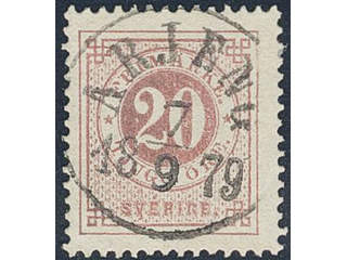 Sweden. Facit 33a used , 20 öre carminish red - dull red. EXCELLENT cancellation ÅRJENG …