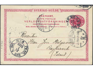 Sweden. Postal stationery, Single postcard, Facit bKe13, Postcard 10 öre sent from PKXP …